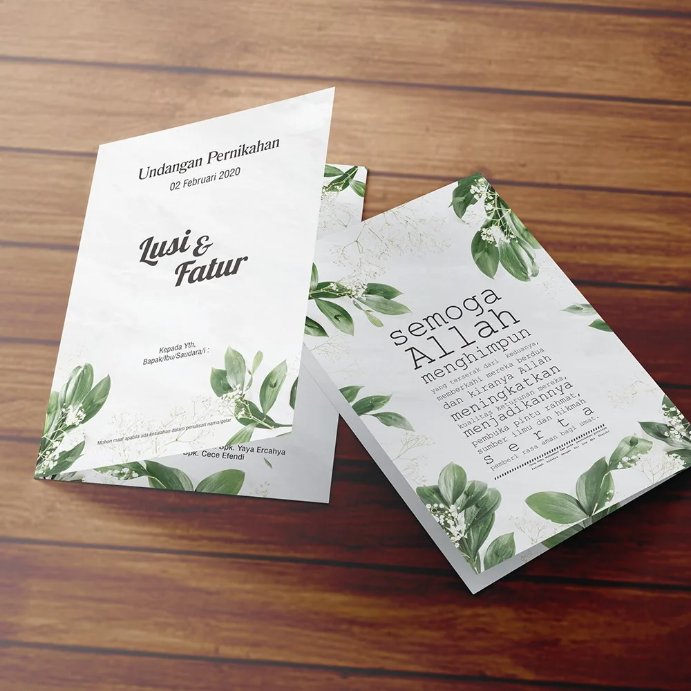 (Proses Cepat) Undangan Pernikahan Simple, Mewah, Elegan, Tema Hijau Daun