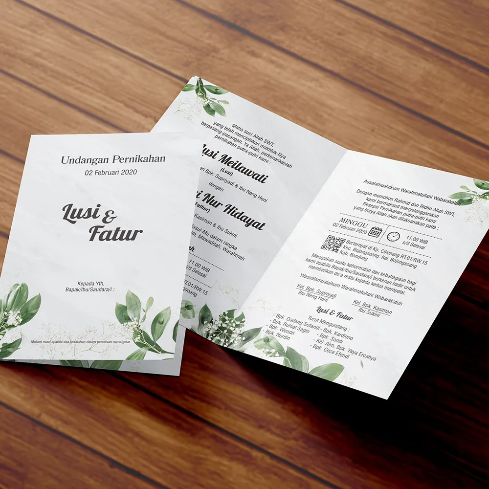 (Proses Cepat) Undangan Pernikahan Simple, Mewah, Elegan, Tema Hijau Daun