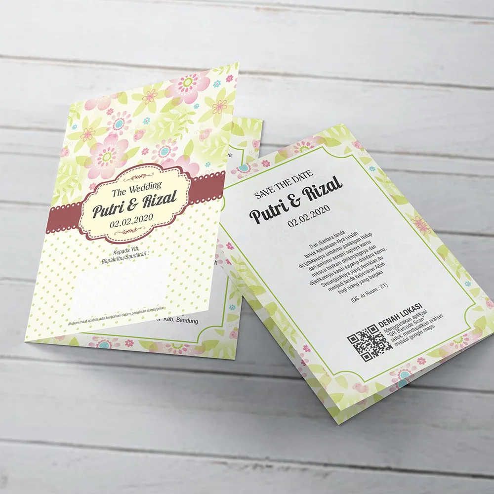 Cetak Undangan Pernikahan Unik Tema Vintage, Bahan Tebal, Termurah