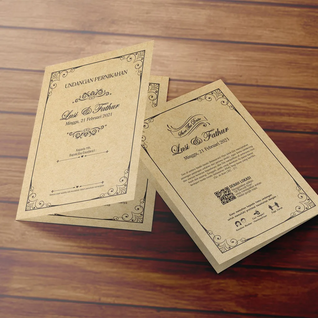Undangan Pernikahan Bahan Kraft