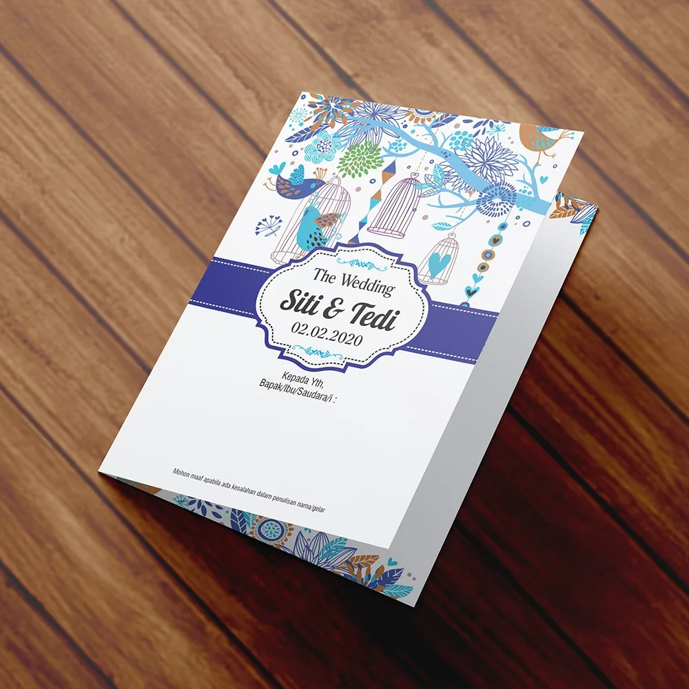 Undangan Pernikahan Modern, Tema Biru, Unik, Murah, Bahan Tebal