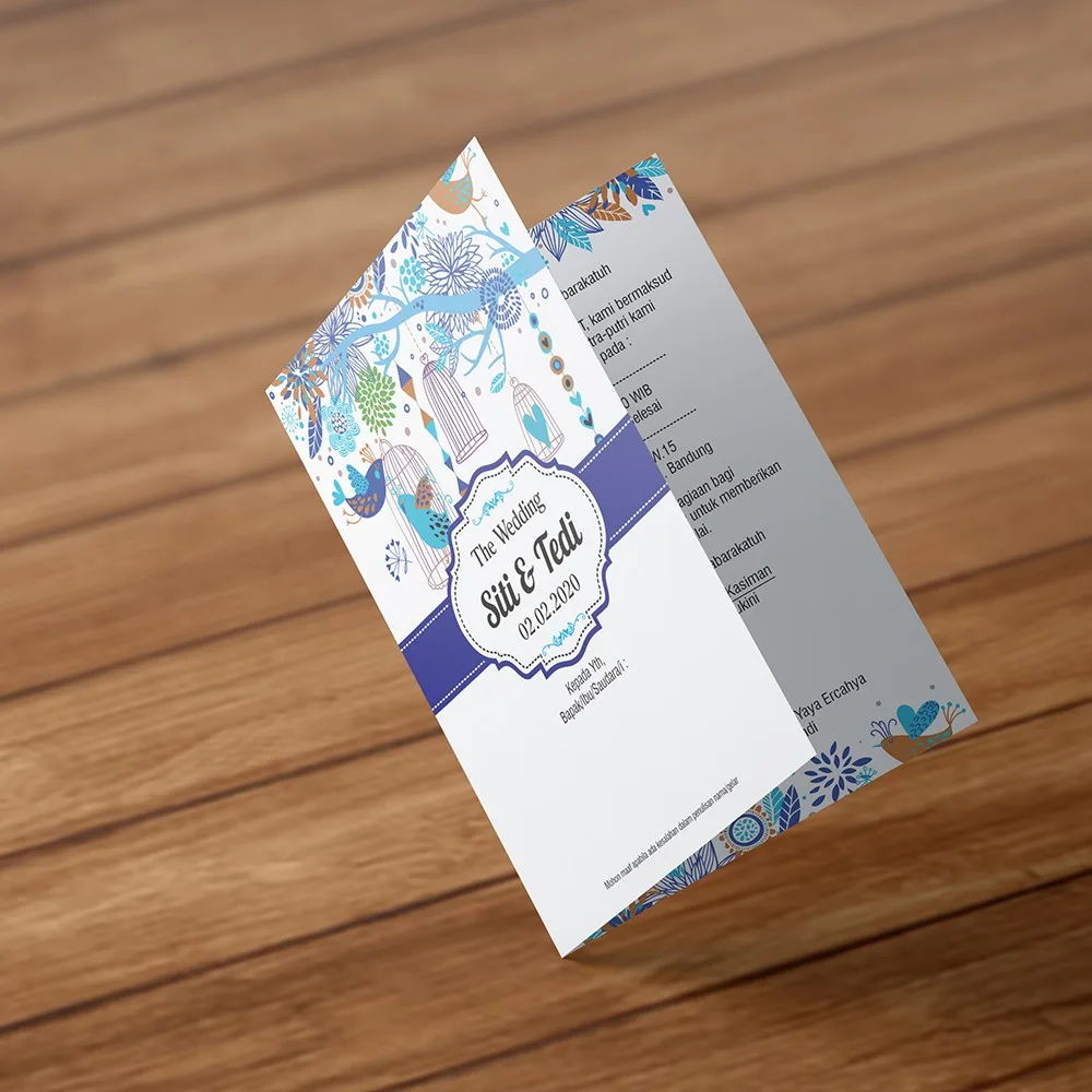 Undangan Pernikahan Modern, Tema Biru, Unik, Murah, Bahan Tebal