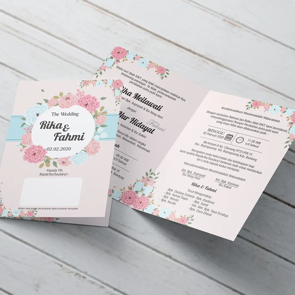 Undangan Pernikahan, Tebal, Tema Pink Unik, Temurah & Terlaris
