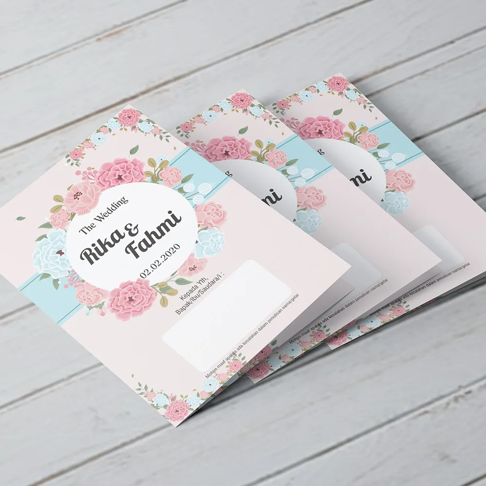 Undangan Pernikahan, Tebal, Tema Pink Unik, Temurah & Terlaris
