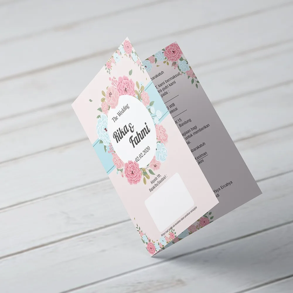 Undangan Pernikahan, Tebal, Tema Pink Unik, Temurah & Terlaris
