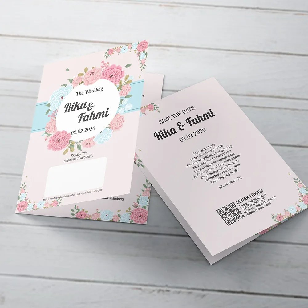 Undangan Pernikahan, Tebal, Tema Pink Unik, Temurah & Terlaris